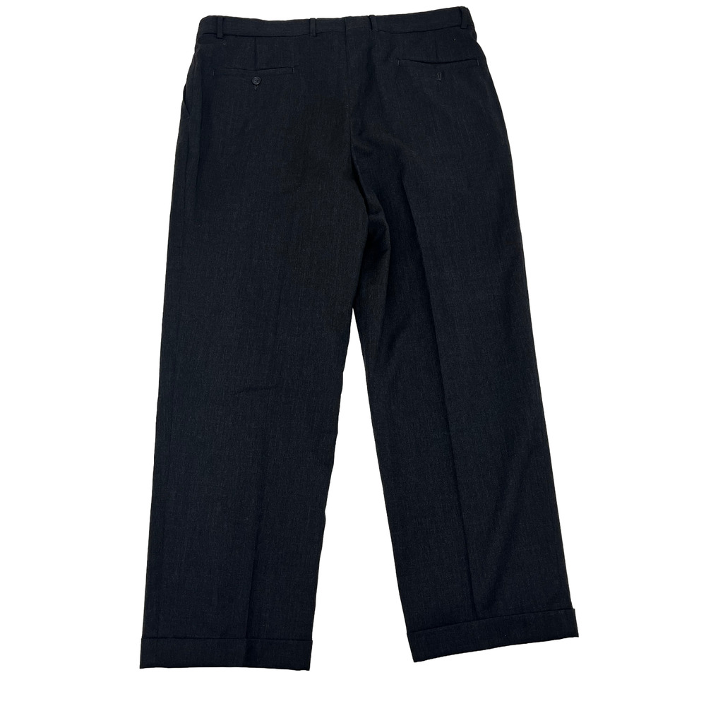 Joseph & Feiss Gold Mens 44 Gray Wool Dress Pants Pleated Front Cuffed Hem Comfy - Picture 11 of 11